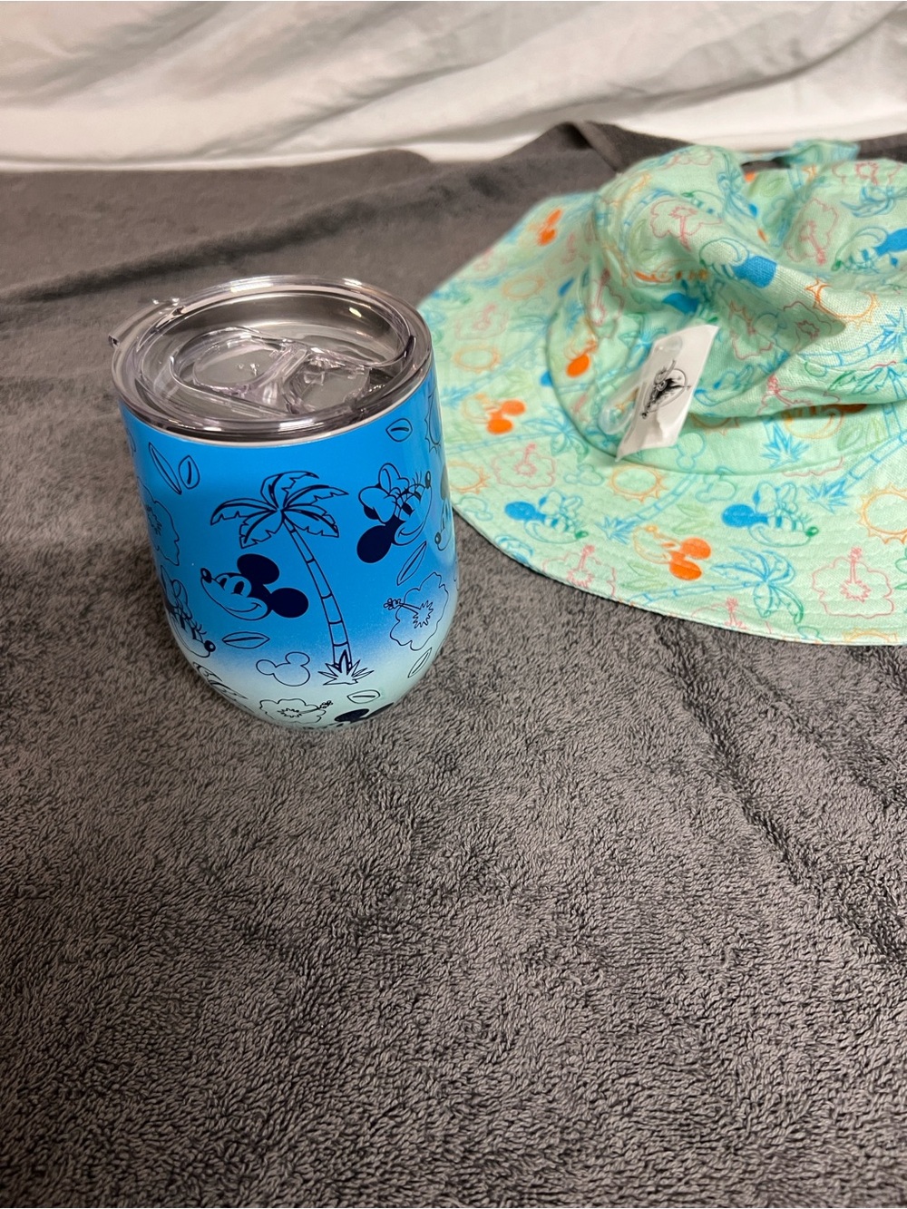 Disney Mint Bucket Hat with wine tumbler